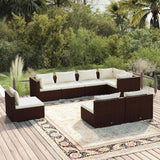 vidaXL 8-delige Loungeset met kussens poly rattan zwart