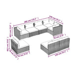 vidaXL 8-delige Loungeset met kussens poly rattan zwart