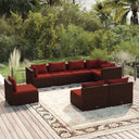 vidaXL 8-delige Loungeset met kussens poly rattan zwart