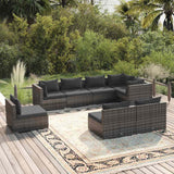 vidaXL 8-delige Loungeset met kussens poly rattan zwart