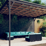 vidaXL 8-delige Loungeset met kussens poly rattan zwart