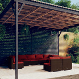 vidaXL 8-delige Loungeset met kussens poly rattan zwart