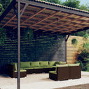 vidaXL 8-delige Loungeset met kussens poly rattan zwart