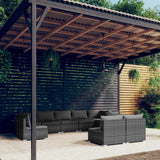 vidaXL 8-delige Loungeset met kussens poly rattan zwart