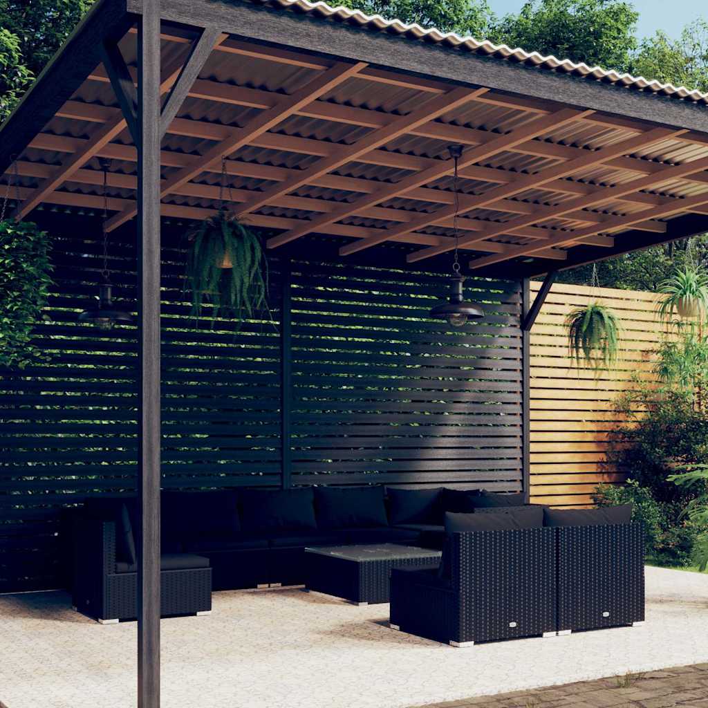 vidaXL 8-delige Loungeset met kussens poly rattan zwart