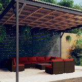 vidaXL 8-delige Loungeset met kussens poly rattan zwart