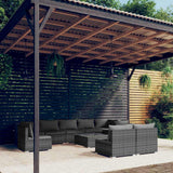 vidaXL 8-delige Loungeset met kussens poly rattan zwart