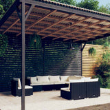 vidaXL 8-delige Loungeset met kussens poly rattan zwart