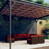 vidaXL 8-delige Loungeset met kussens poly rattan zwart