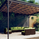 vidaXL 8-delige Loungeset met kussens poly rattan zwart