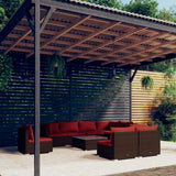 vidaXL 8-delige Loungeset met kussens poly rattan zwart