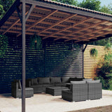 vidaXL 8-delige Loungeset met kussens poly rattan zwart