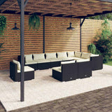 vidaXL 8-delige Loungeset met kussens poly rattan zwart