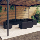 vidaXL 8-delige Loungeset met kussens poly rattan zwart