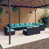 vidaXL 8-delige Loungeset met kussens poly rattan zwart