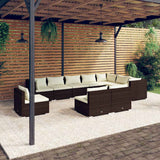 vidaXL 8-delige Loungeset met kussens poly rattan zwart