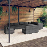 vidaXL 8-delige Loungeset met kussens poly rattan zwart