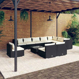 vidaXL 8-delige Loungeset met kussens poly rattan zwart