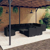 vidaXL 8-delige Loungeset met kussens poly rattan zwart