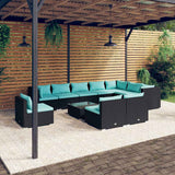 vidaXL 8-delige Loungeset met kussens poly rattan zwart