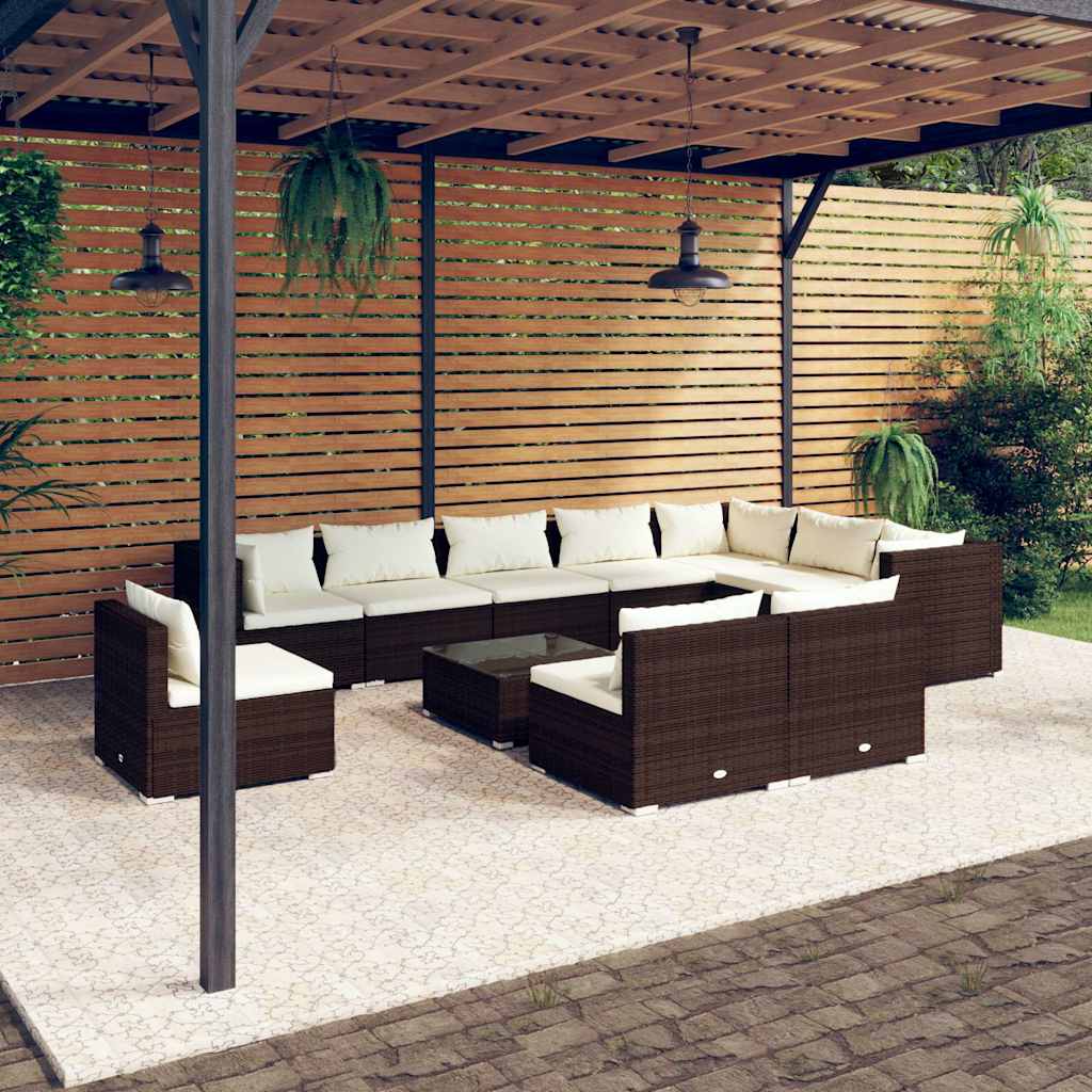vidaXL 8-delige Loungeset met kussens poly rattan zwart