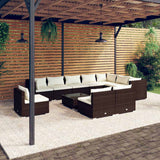 vidaXL 8-delige Loungeset met kussens poly rattan zwart