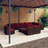 vidaXL 8-delige Loungeset met kussens poly rattan zwart