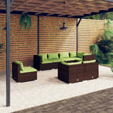 vidaXL 8-delige Loungeset met kussens poly rattan zwart