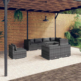 vidaXL 8-delige Loungeset met kussens poly rattan zwart