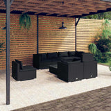 vidaXL 8-delige Loungeset met kussens poly rattan zwart