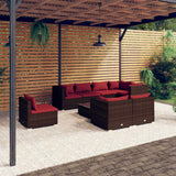 vidaXL 8-delige Loungeset met kussens poly rattan zwart