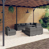 vidaXL 8-delige Loungeset met kussens poly rattan zwart