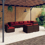 vidaXL 8-delige Loungeset met kussens poly rattan zwart