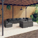 vidaXL 8-delige Loungeset met kussens poly rattan zwart