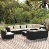 vidaXL 8-delige Loungeset met kussens poly rattan zwart