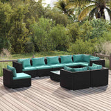 vidaXL 8-delige Loungeset met kussens poly rattan zwart