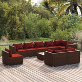 vidaXL 8-delige Loungeset met kussens poly rattan zwart