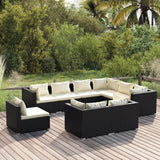 vidaXL 8-delige Loungeset met kussens poly rattan zwart