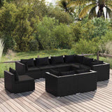 vidaXL 8-delige Loungeset met kussens poly rattan zwart