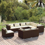vidaXL 8-delige Loungeset met kussens poly rattan zwart