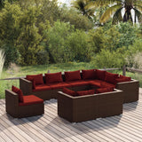 vidaXL 8-delige Loungeset met kussens poly rattan zwart