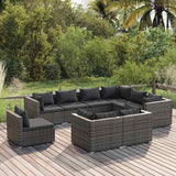 vidaXL 8-delige Loungeset met kussens poly rattan zwart