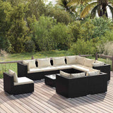 vidaXL 8-delige Loungeset met kussens poly rattan zwart
