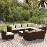 vidaXL 8-delige Loungeset met kussens poly rattan zwart