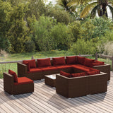 vidaXL 8-delige Loungeset met kussens poly rattan zwart