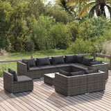 vidaXL 8-delige Loungeset met kussens poly rattan zwart