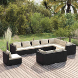 vidaXL 8-delige Loungeset met kussens poly rattan zwart