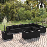 vidaXL 8-delige Loungeset met kussens poly rattan zwart