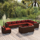 vidaXL 8-delige Loungeset met kussens poly rattan zwart