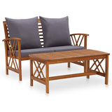 vidaXL 2-Piece Lounge Set with Cushions Solid Acacia Wood
